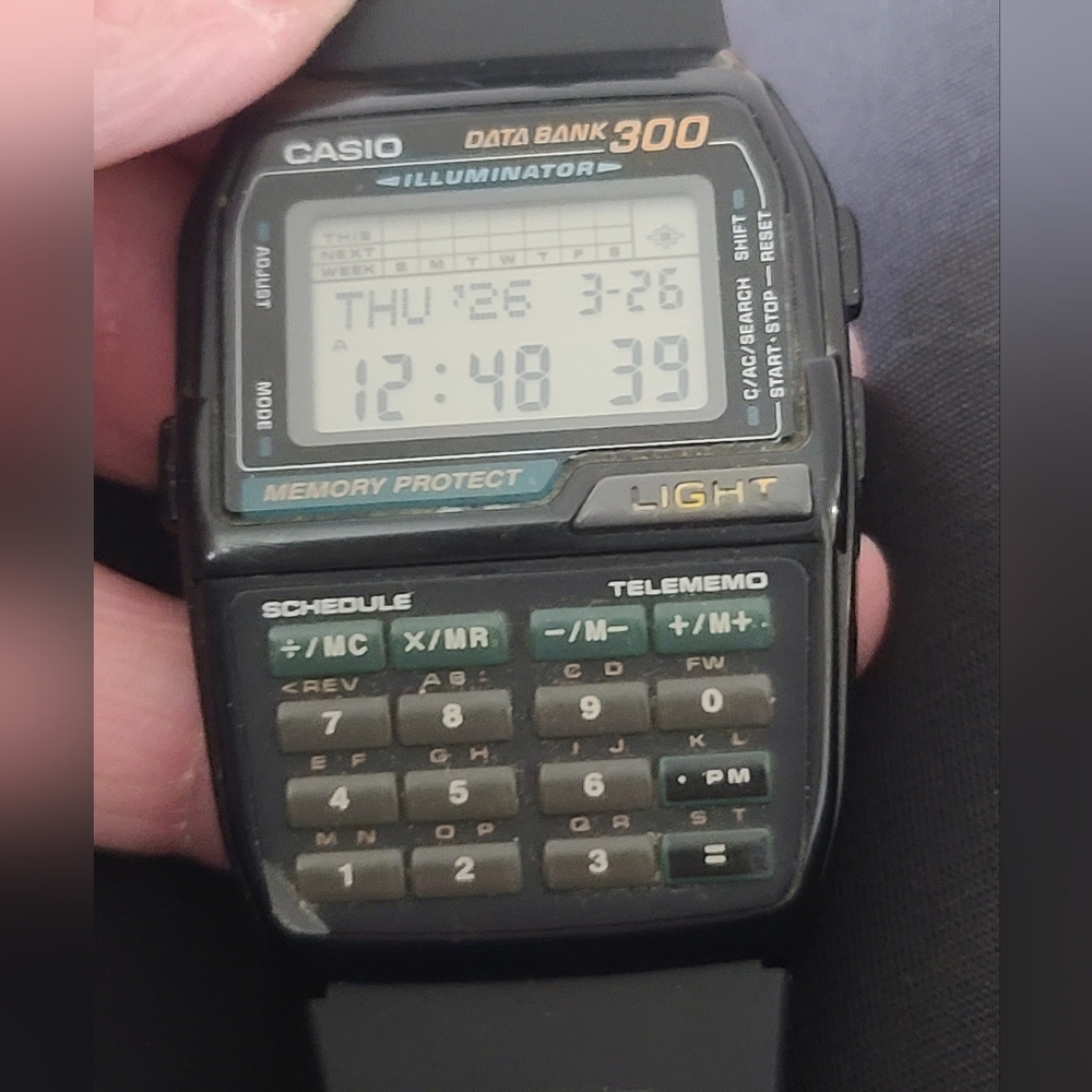 Casio 1478 DBC-310 Stainless Steel Back, Vintage Data Bank 300 Calculator Watch